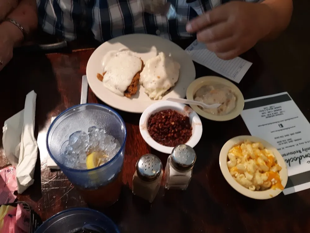 Country Fried Steak Mac & Cheese Pintos Banana Pudding